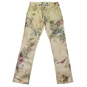 Ralph Lauren Purple Label Floral Gold Shimmer Jeans Unisex Sz 28 x 28 Italy NWOT